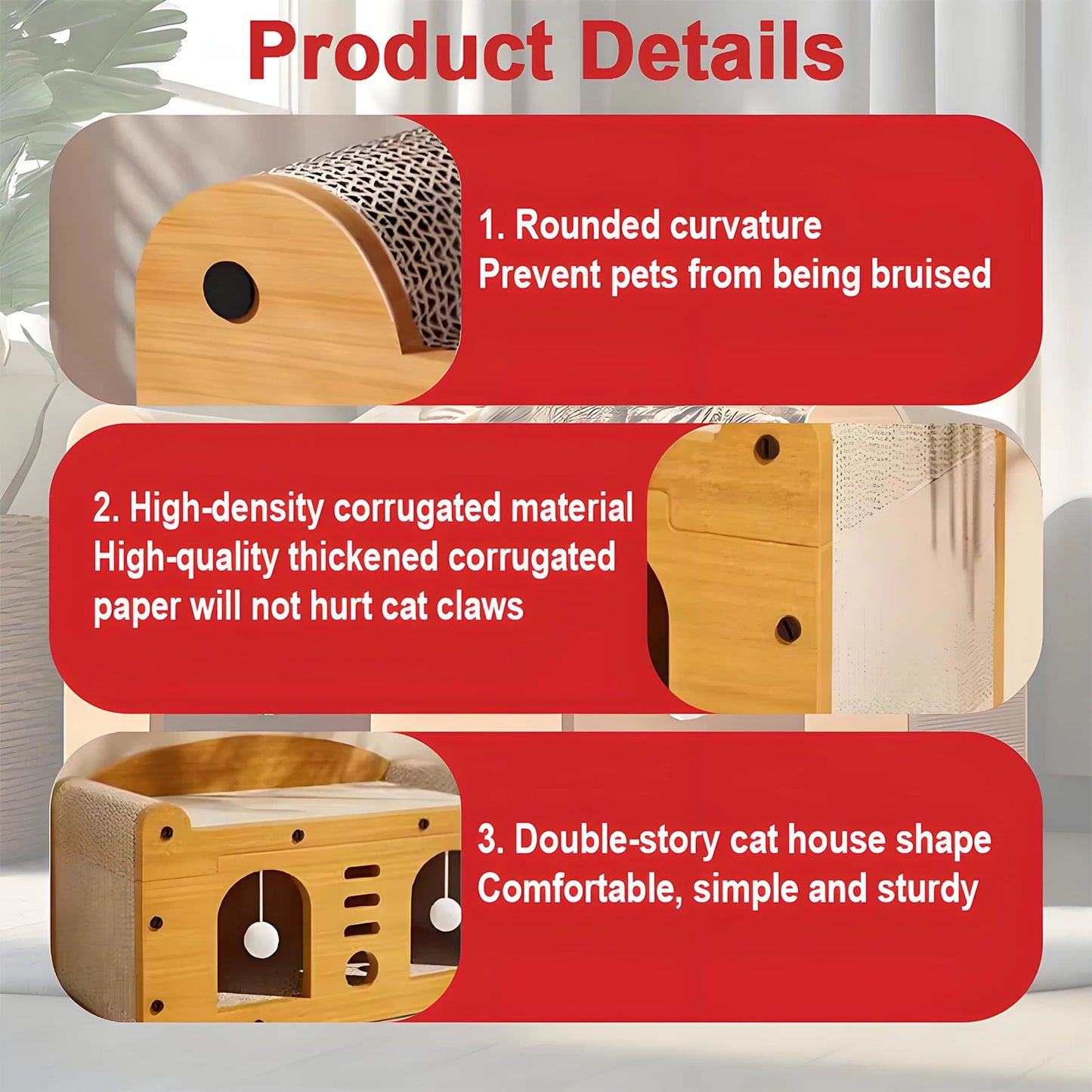 Cat Scratcher Wear-Resistant Corrugated Cardboard Cat Scratching Board Cat Claw Grinder to Relieve Boredom Cat Toys Cat Climbing