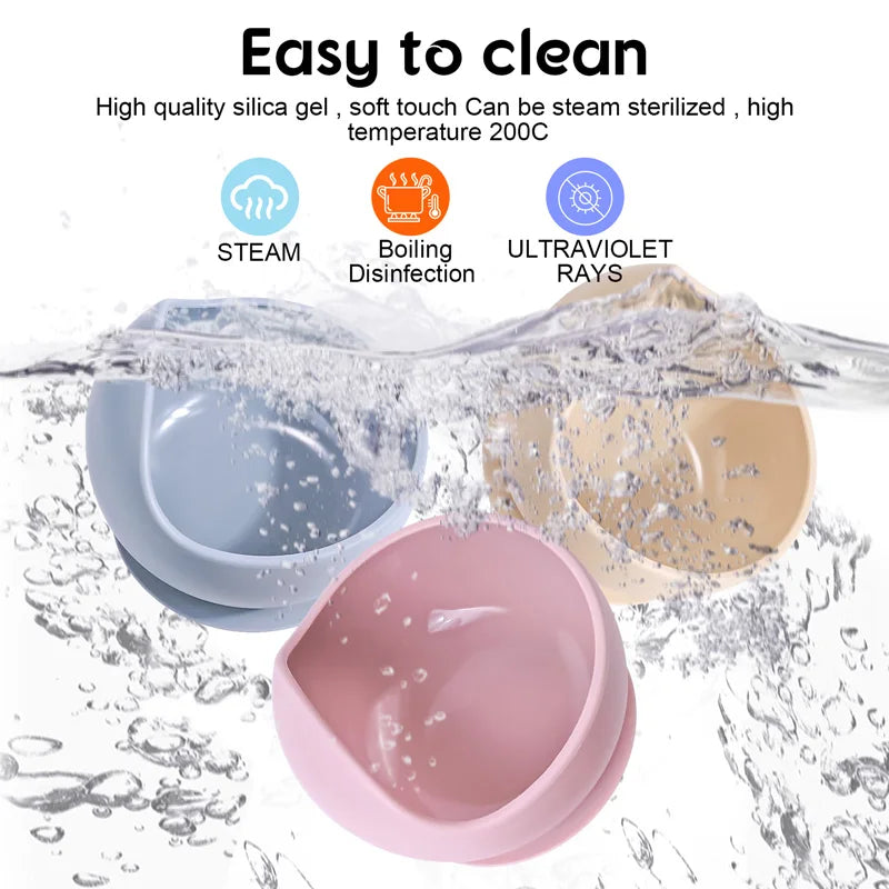 2PC Silicone Sucker Bowl Feeding Tableware for Infants