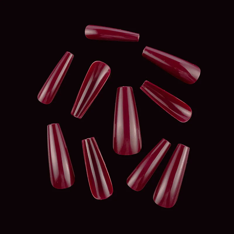 500PCS 10 SIZES Pure Various Colors Coffin Ballet Tapered Full Length French False Nail Tips Fake Fingernail Manicure Set