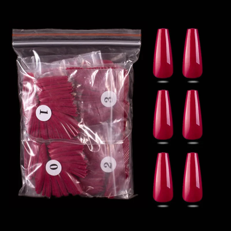 500PCS 10 SIZES Pure Various Colors Coffin Ballet Tapered Full Length French False Nail Tips Fake Fingernail Manicure Set