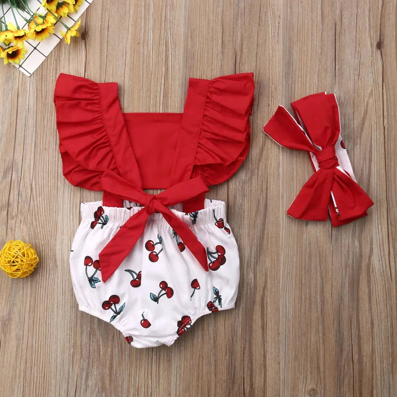 Pudcoco US Stock 2Pcs Baby Girl Ruffle Romper Set 0-18M