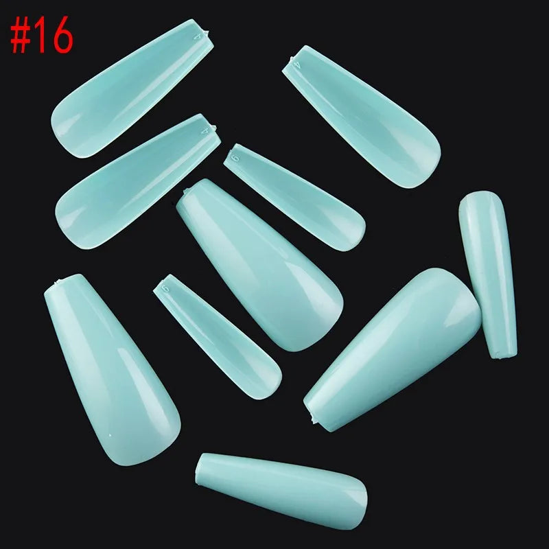 500PCS 10 SIZES Pure Various Colors Coffin Ballet Tapered Full Length French False Nail Tips Fake Fingernail Manicure Set