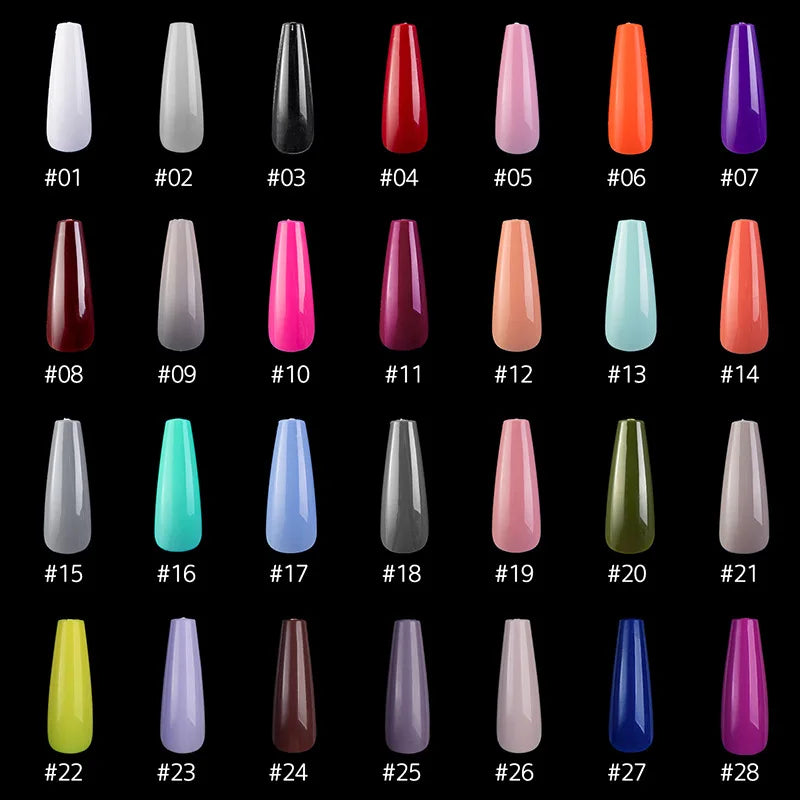 500PCS 10 SIZES Pure Various Colors Coffin Ballet Tapered Full Length French False Nail Tips Fake Fingernail Manicure Set