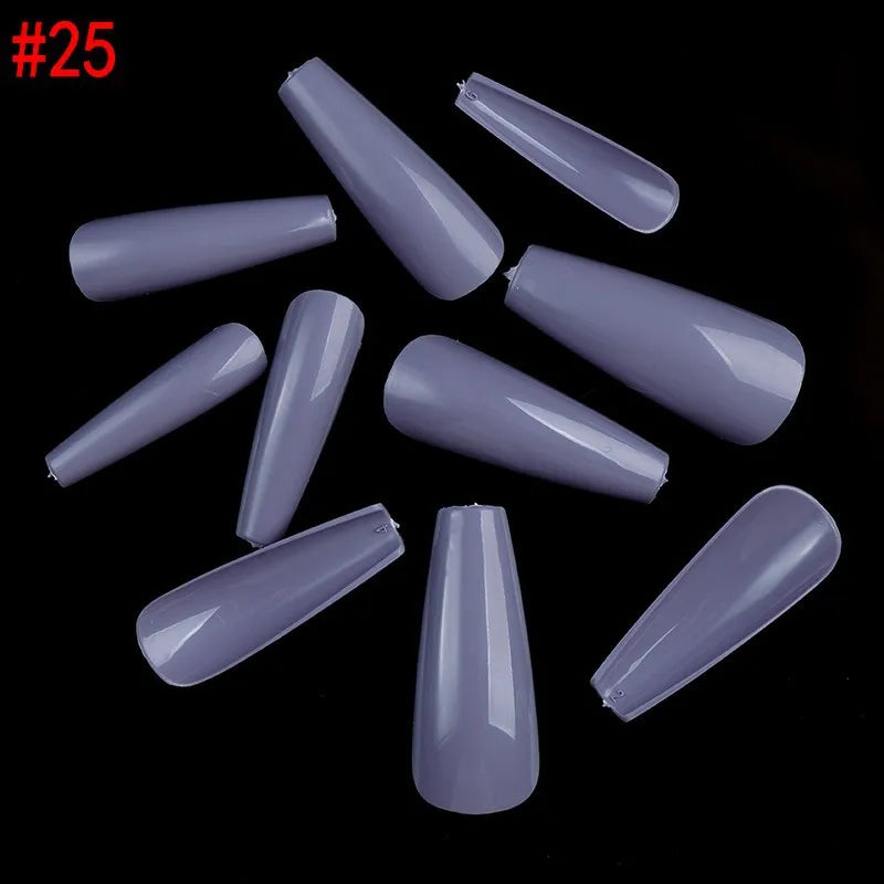 500PCS 10 SIZES Pure Various Colors Coffin Ballet Tapered Full Length French False Nail Tips Fake Fingernail Manicure Set
