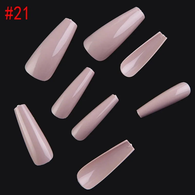 500PCS 10 SIZES Pure Various Colors Coffin Ballet Tapered Full Length French False Nail Tips Fake Fingernail Manicure Set