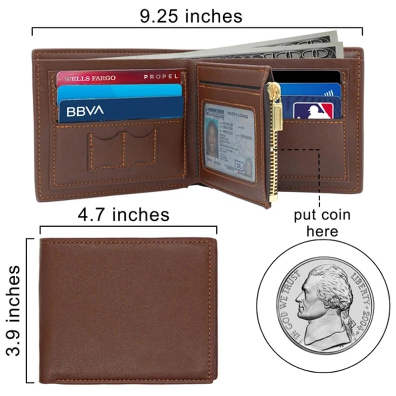 Engraved Wallets for Men Custom Picture Trifold Ultra Thin Leather Wallet with Money Clip Fashion Gift