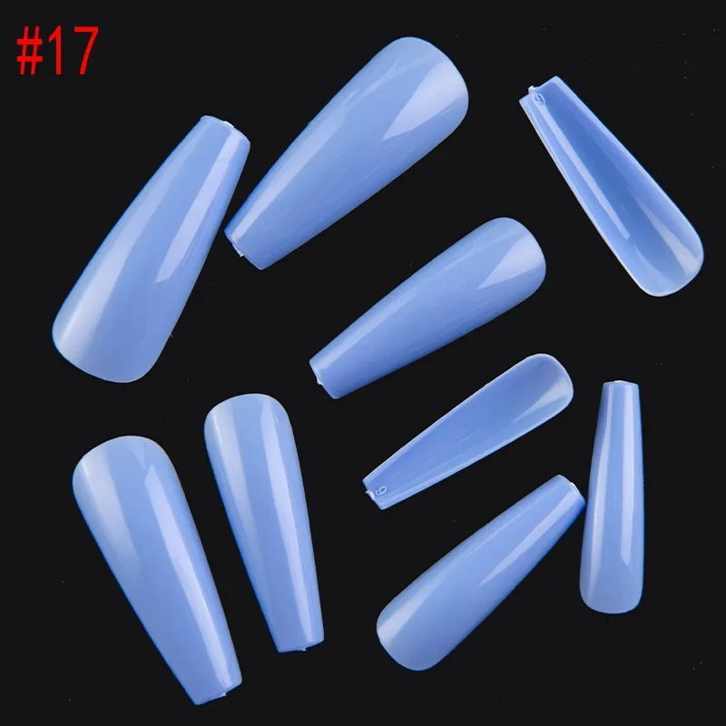 500PCS 10 SIZES Pure Various Colors Coffin Ballet Tapered Full Length French False Nail Tips Fake Fingernail Manicure Set