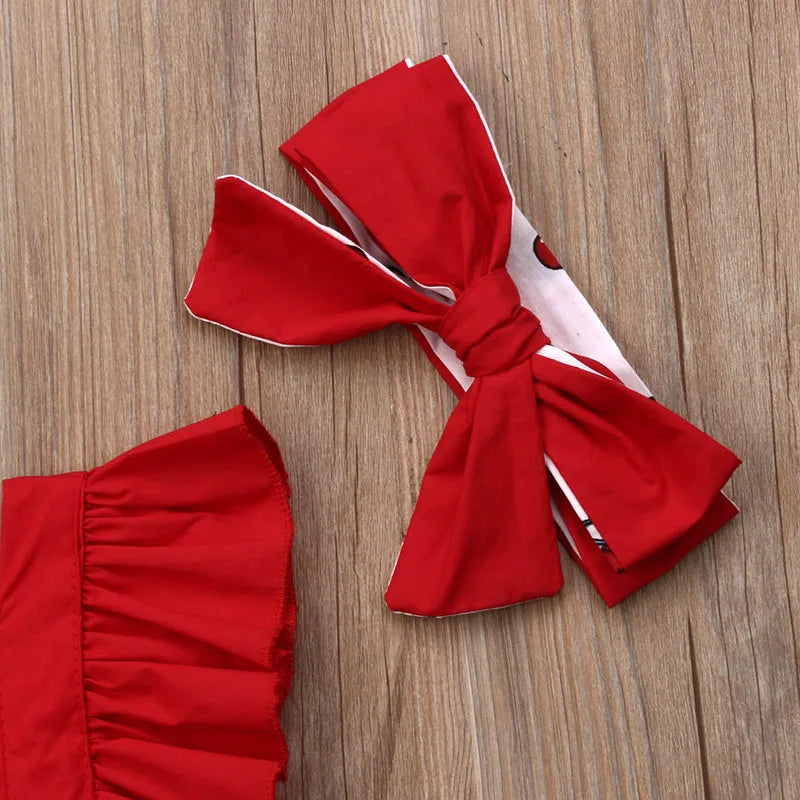 Pudcoco US Stock 2Pcs Baby Girl Ruffle Romper Set 0-18M