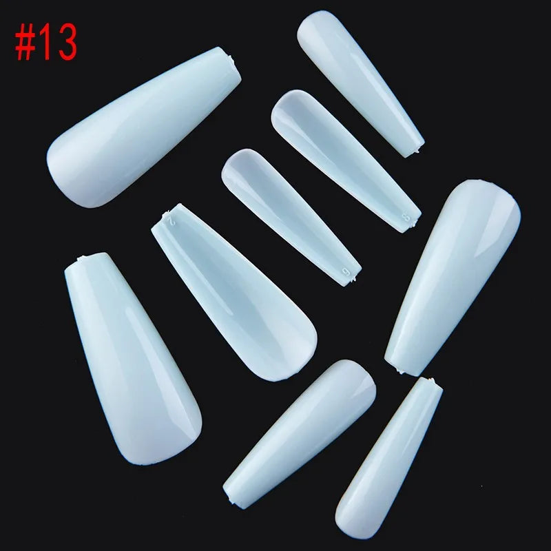 500PCS 10 SIZES Pure Various Colors Coffin Ballet Tapered Full Length French False Nail Tips Fake Fingernail Manicure Set