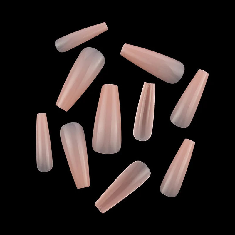 500PCS 10 SIZES Pure Various Colors Coffin Ballet Tapered Full Length French False Nail Tips Fake Fingernail Manicure Set