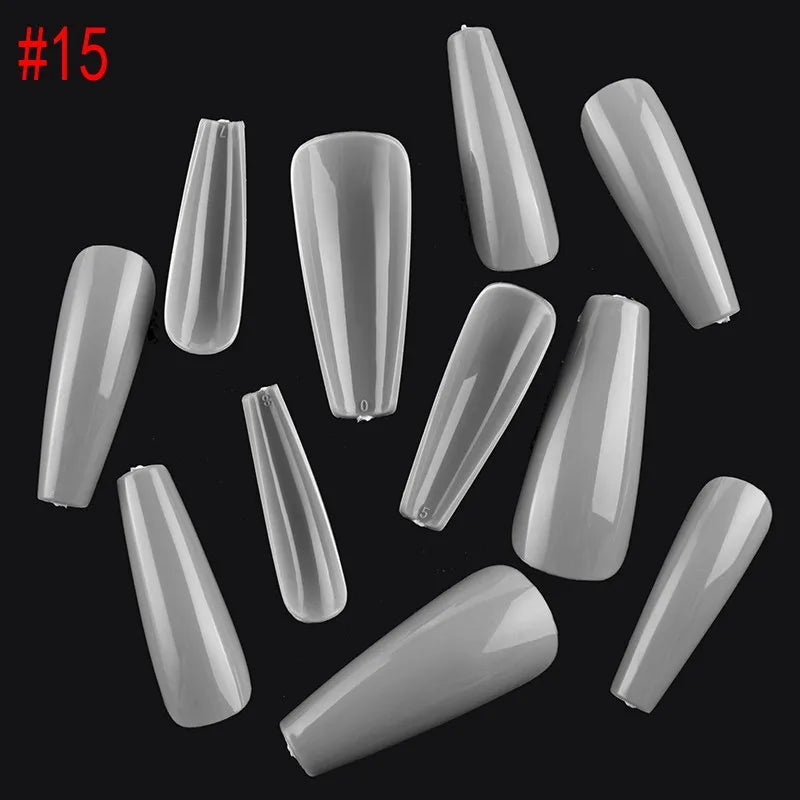 500PCS 10 SIZES Pure Various Colors Coffin Ballet Tapered Full Length French False Nail Tips Fake Fingernail Manicure Set