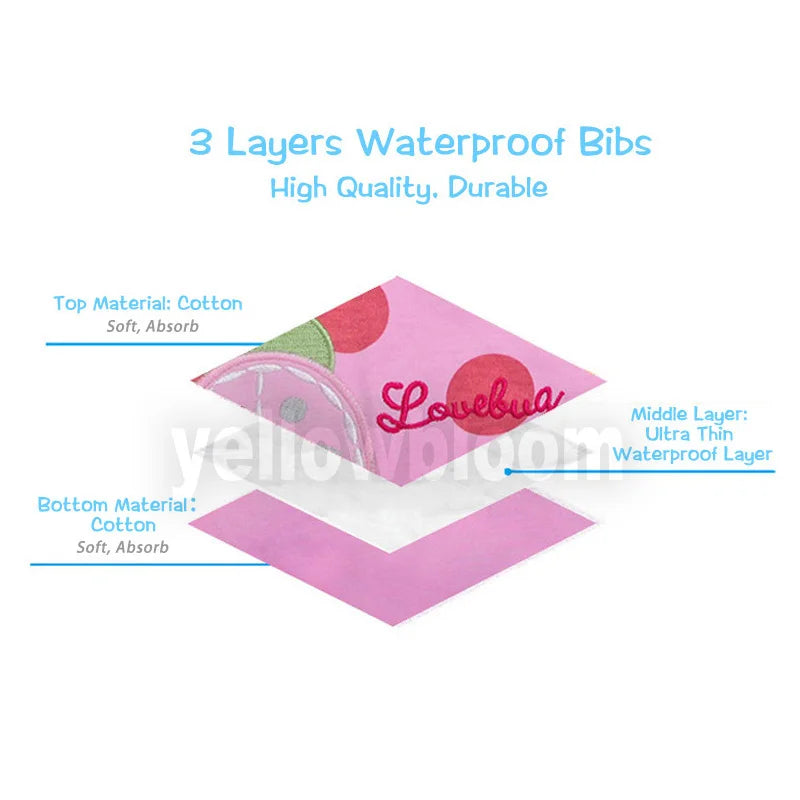 9pcs/Set Baby Girl Boy Feeding Bibs Waterproof Cartoon Towel