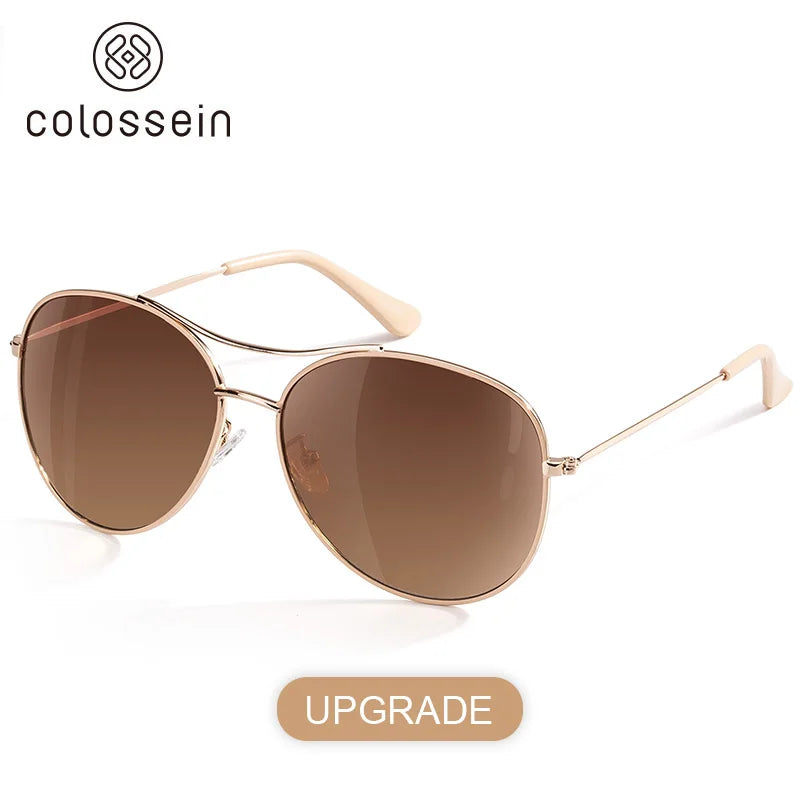 Colossein Luxury Vintage Sunglasses for Women Ultralight Driving Pilot Sunglasses for Men Gold Frame UV400 Eyewear