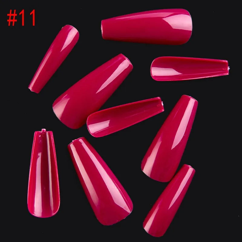 500PCS 10 SIZES Pure Various Colors Coffin Ballet Tapered Full Length French False Nail Tips Fake Fingernail Manicure Set