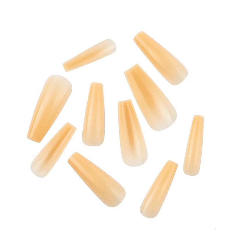 500PCS 10 SIZES Pure Various Colors Coffin Ballet Tapered Full Length French False Nail Tips Fake Fingernail Manicure Set