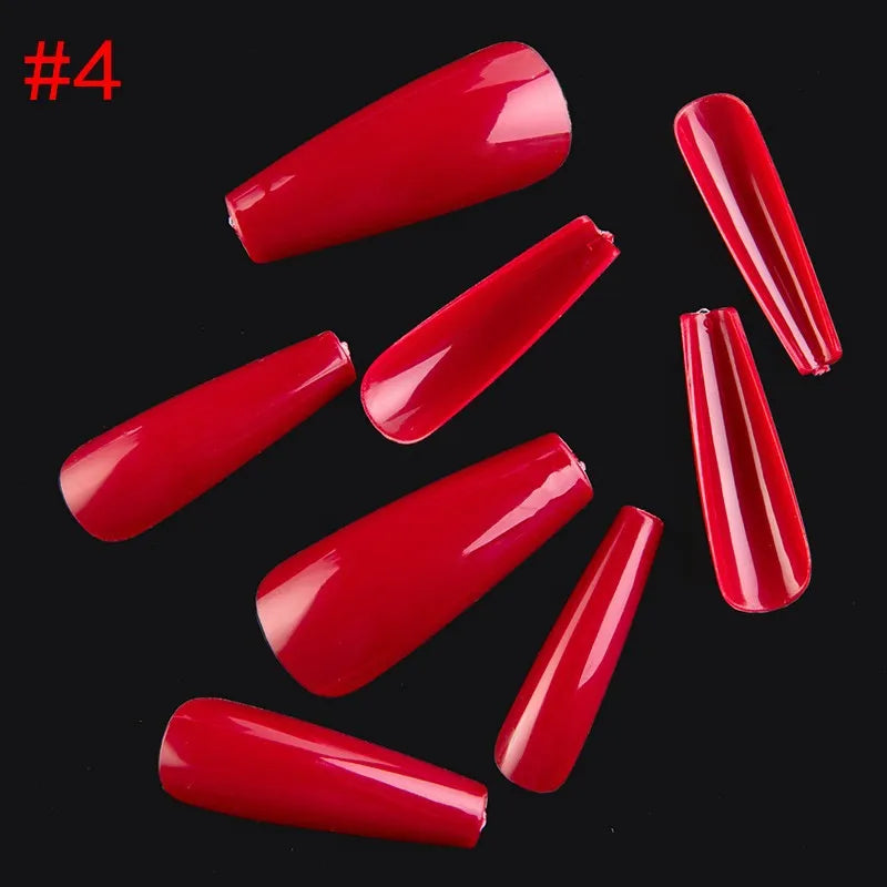 500PCS 10 SIZES Pure Various Colors Coffin Ballet Tapered Full Length French False Nail Tips Fake Fingernail Manicure Set