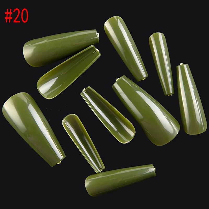500PCS 10 SIZES Pure Various Colors Coffin Ballet Tapered Full Length French False Nail Tips Fake Fingernail Manicure Set