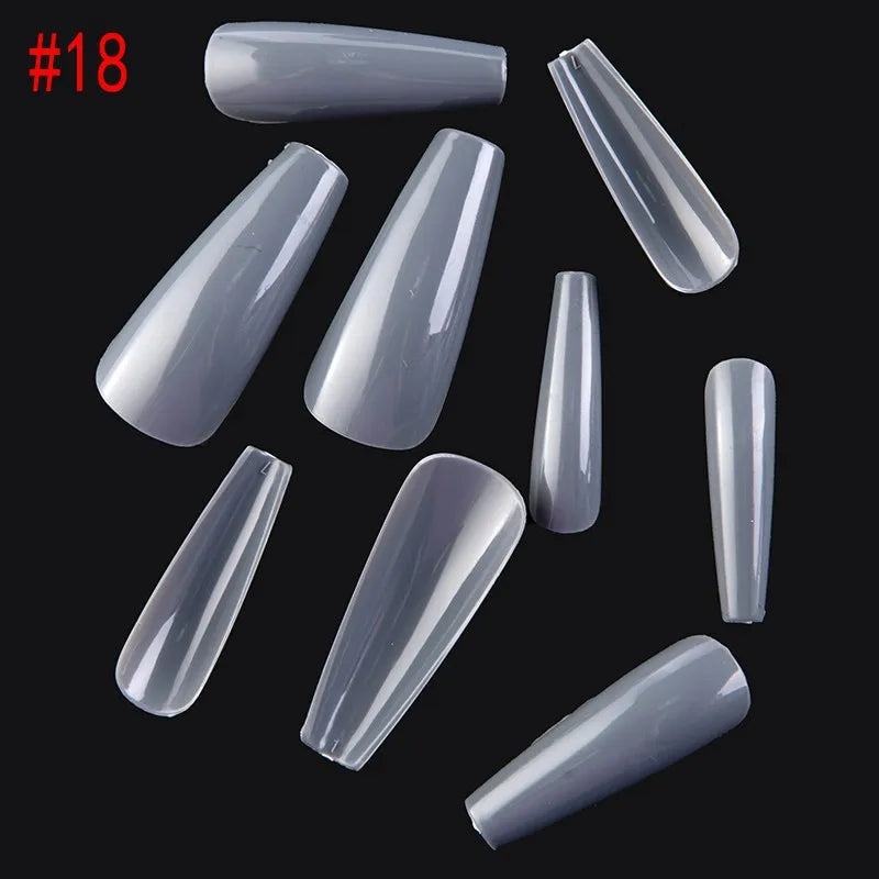 500PCS 10 SIZES Pure Various Colors Coffin Ballet Tapered Full Length French False Nail Tips Fake Fingernail Manicure Set