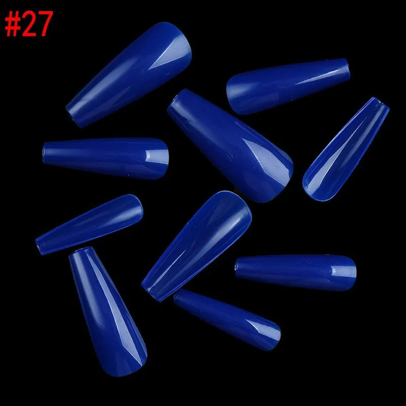 500PCS 10 SIZES Pure Various Colors Coffin Ballet Tapered Full Length French False Nail Tips Fake Fingernail Manicure Set