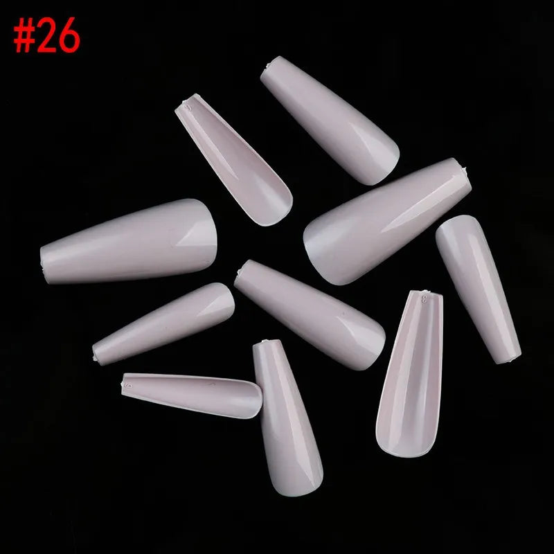 500PCS 10 SIZES Pure Various Colors Coffin Ballet Tapered Full Length French False Nail Tips Fake Fingernail Manicure Set