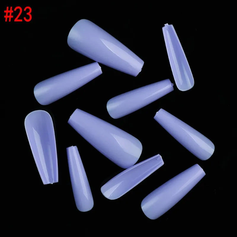 500PCS 10 SIZES Pure Various Colors Coffin Ballet Tapered Full Length French False Nail Tips Fake Fingernail Manicure Set
