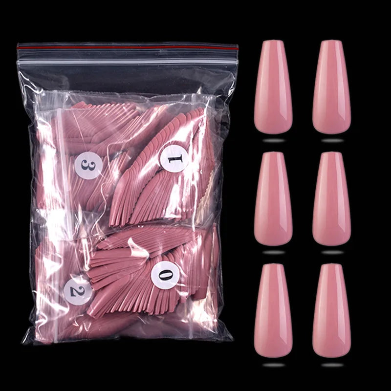 500PCS 10 SIZES Pure Various Colors Coffin Ballet Tapered Full Length French False Nail Tips Fake Fingernail Manicure Set
