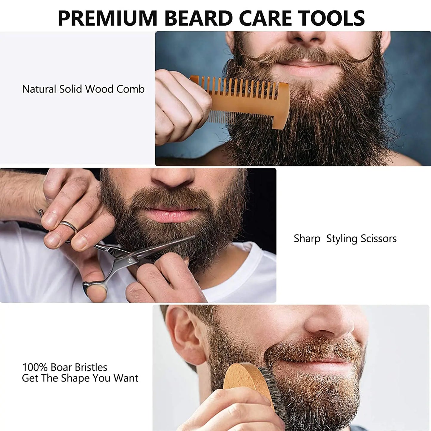 Beard Care Tools Pretfy Beard Grooming Kit for Men 10 in 1 Beard Growth Kit with Storage Bag