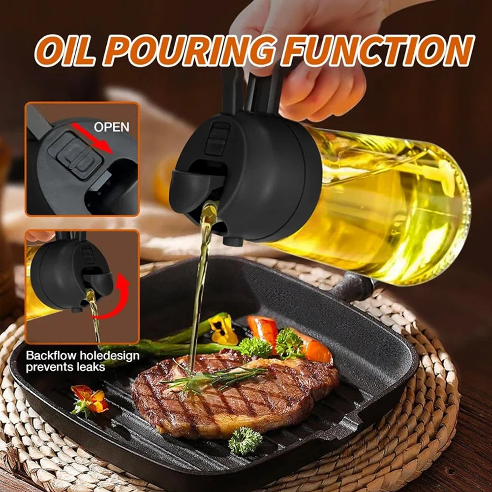 1-4Pc 2-in-1 Sprayer Pourer Oil Empty Bottle Dispenser
