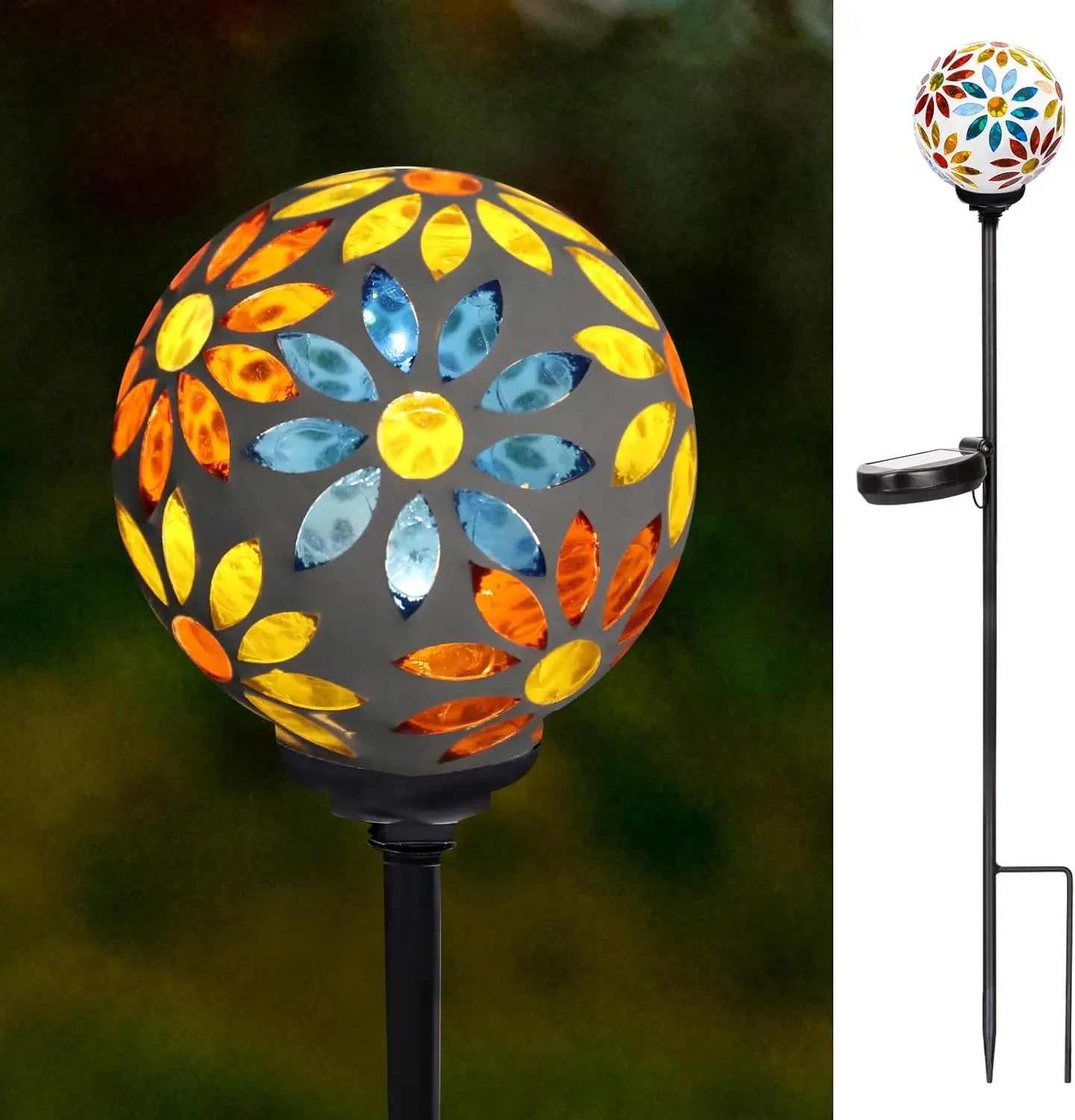 Solar Garden Lights Mosaic LED Stake Lights Waterproof Outdoor Decor for Lawn Patio Yard 1 Pack