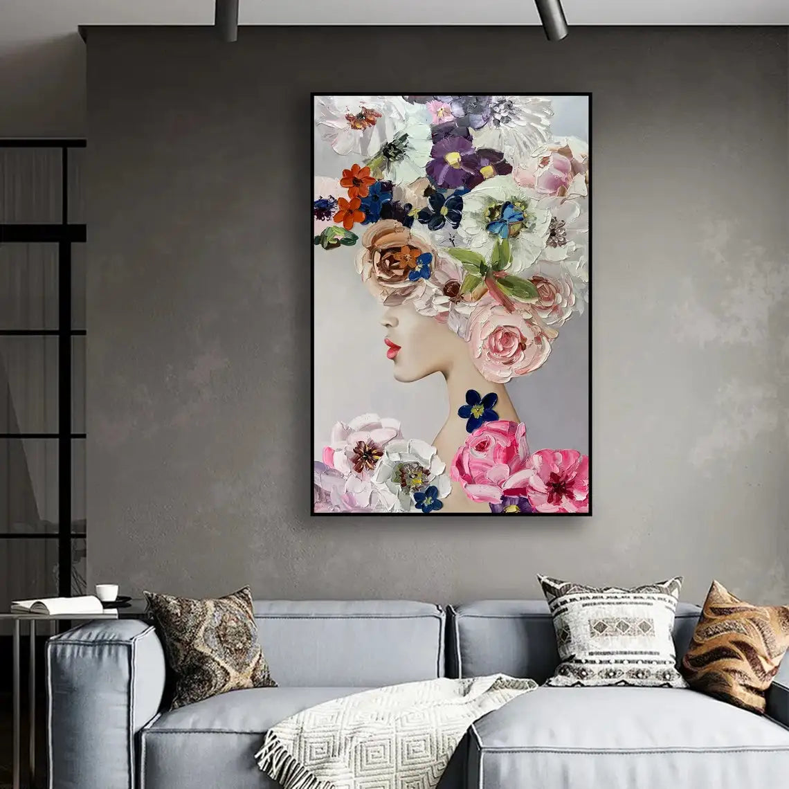 Hand Painted Oil Painting Flower Painting on Canvas 3D Flower Wall Decor Custom Wall Art Floral Wall Art Textured Beauty Figures