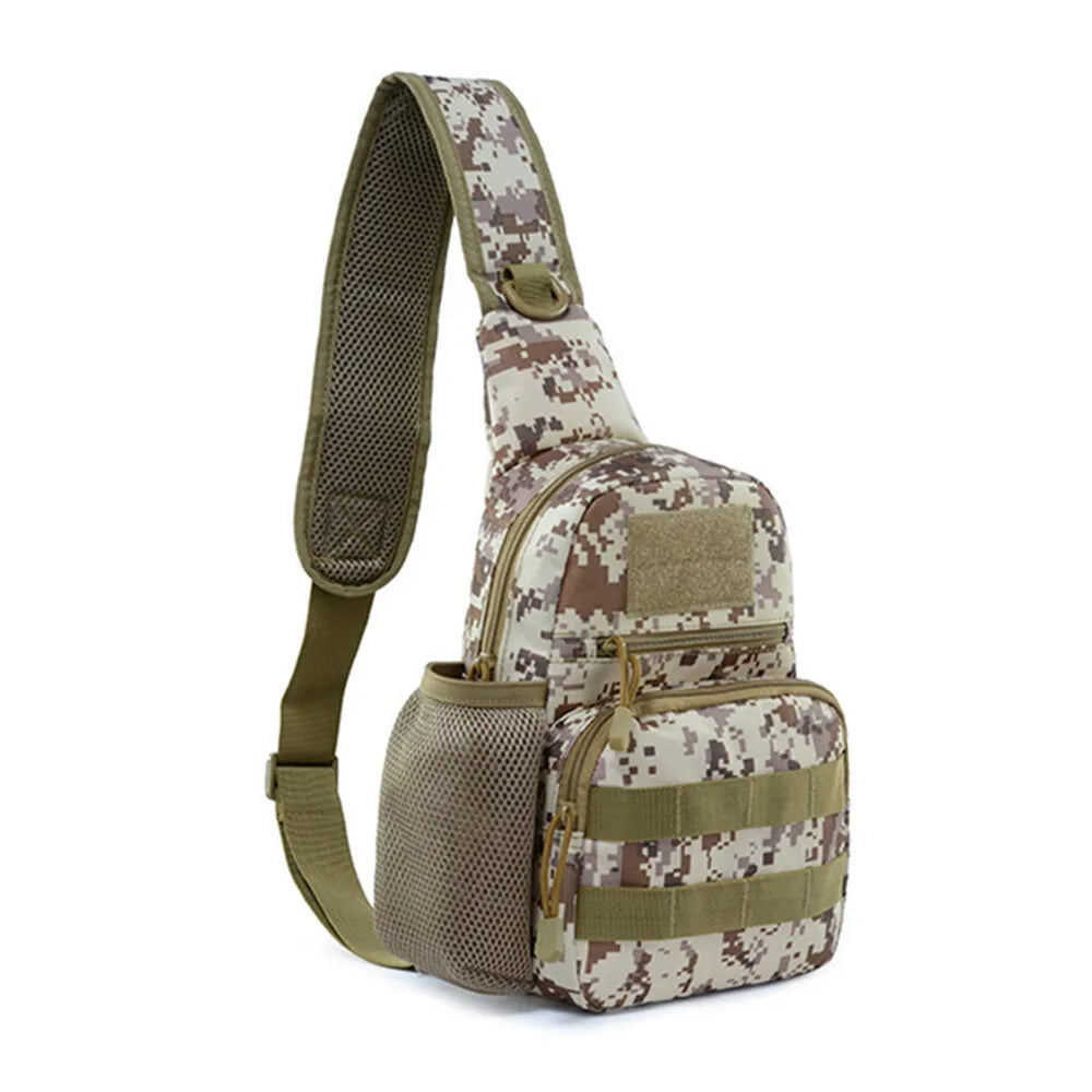 Men's Molle Tactical Sling Backpack Crossbody Bag with Water Bottle Holder