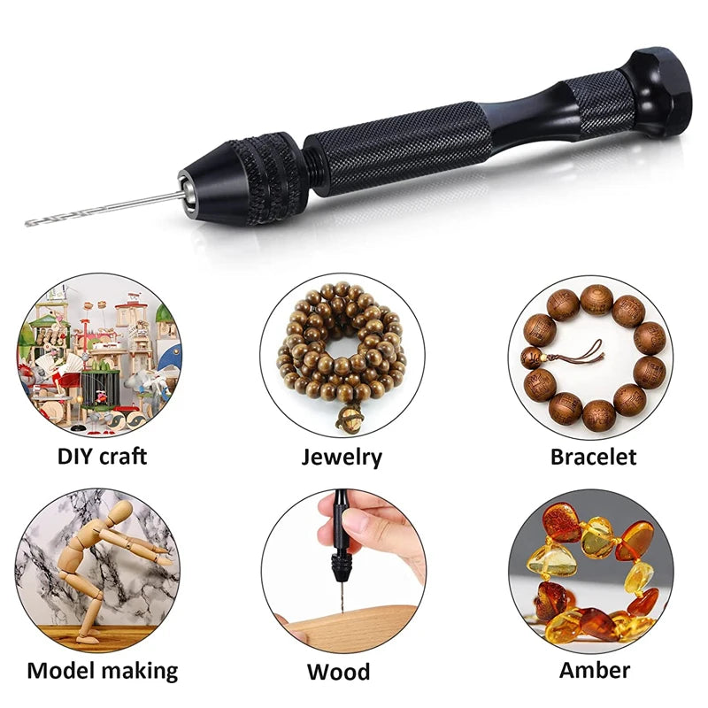 Micro Mini Pin Vise Hand Drill Twist Bit Set For DIY Craft