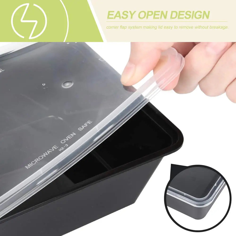 10 Pack Plastic Disposable Food Containers Black Take Out Containers With Lid for Salads Sandwiches Kitchen Fridge Storage Boxes