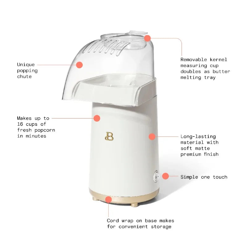 Drew Barrymore 16 Cup Hot Air Popcorn Maker White Icing