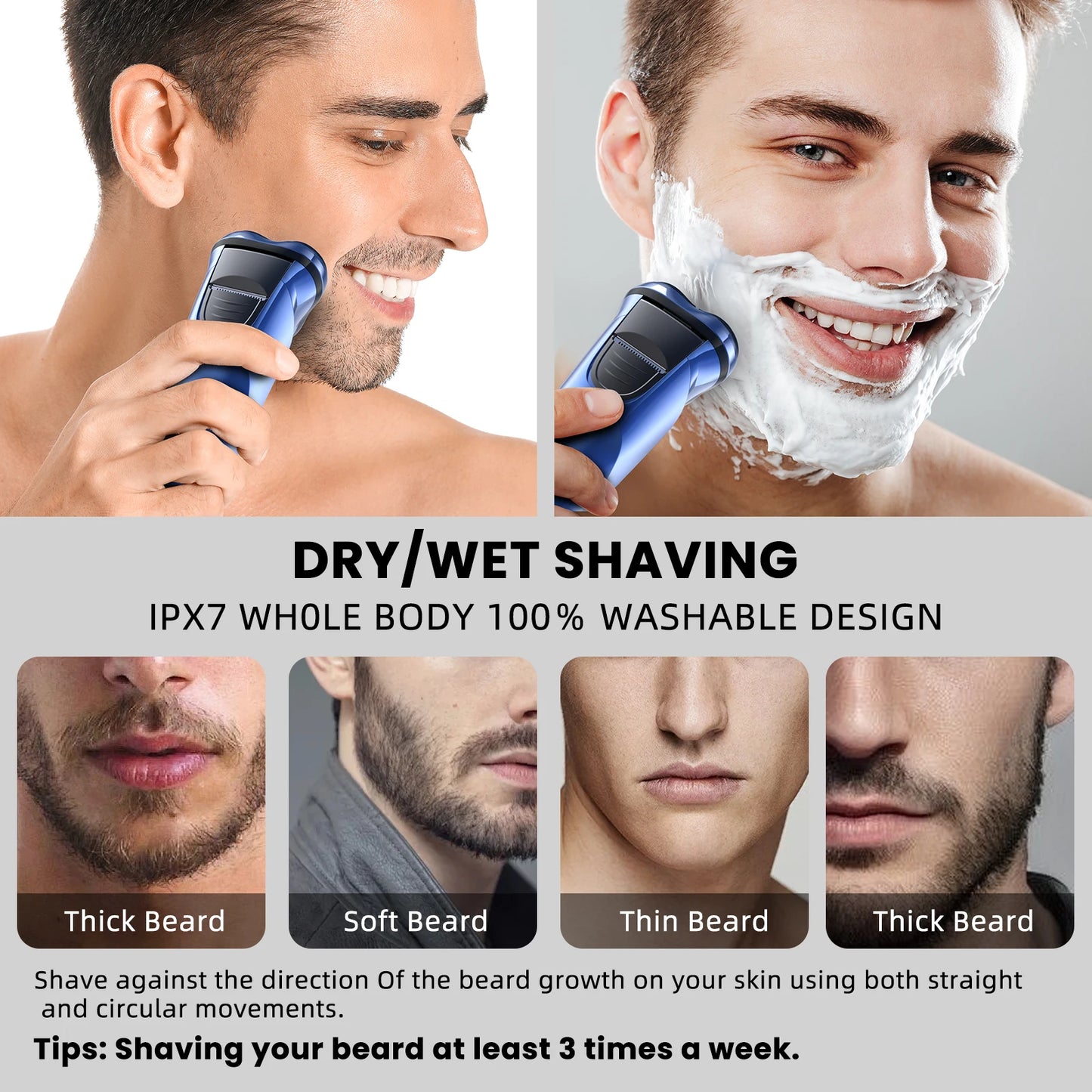 Sejoy Electric Razor for Men Rechargeable Rotary Shaver Portable Travel Beard Trimmer Ideal Gift