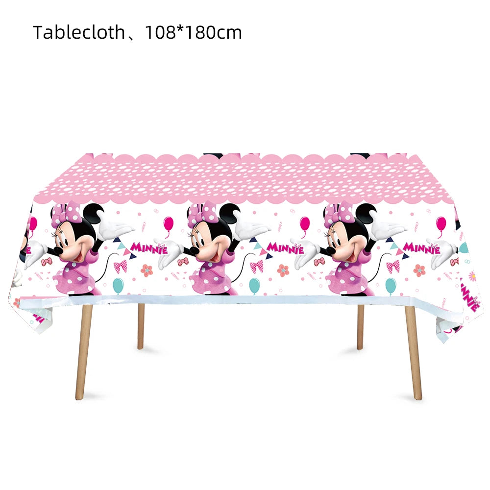Minnie Mouse Birthday Party Decoration Girls Disposable Tableware Balloon Cups Plates Tablecloth Baby Shower Party Supplies