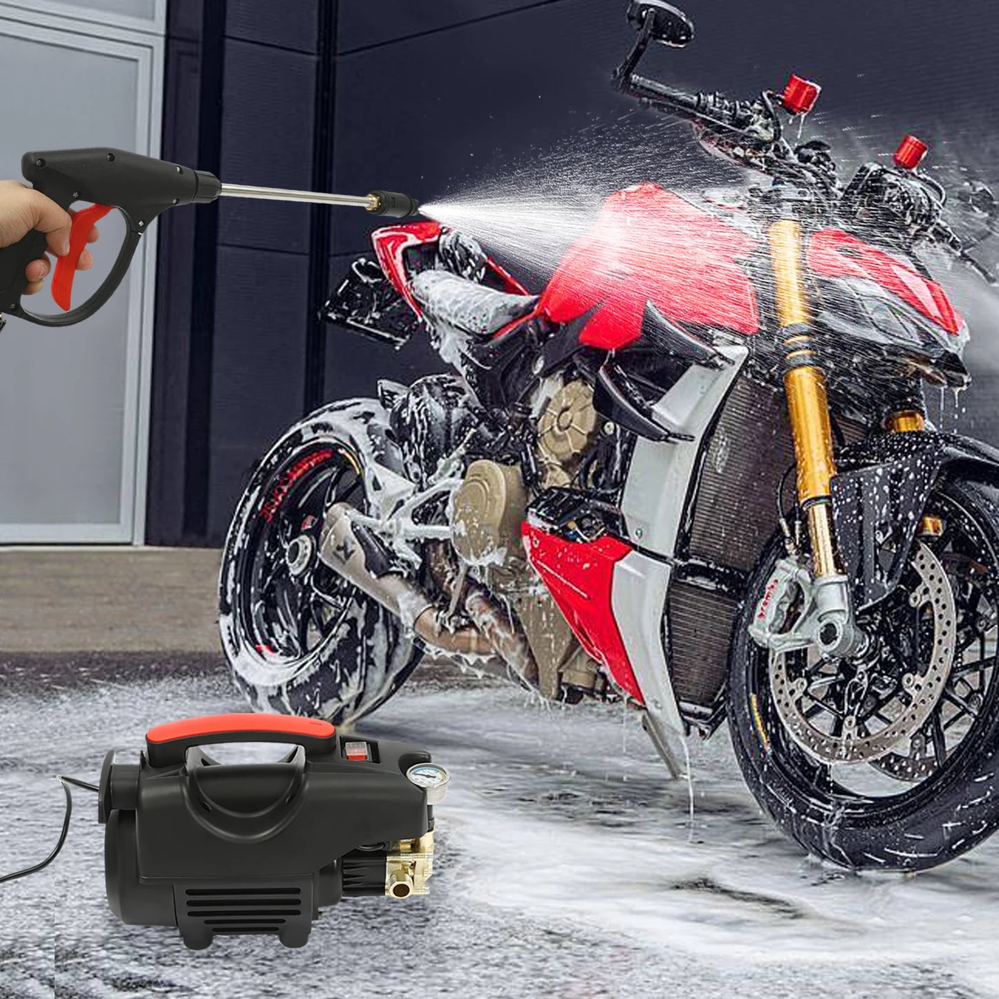 Electric High Pressure Washer with Accessories Brushless Aluminum Motor Cleaner for Car Patio and Garden