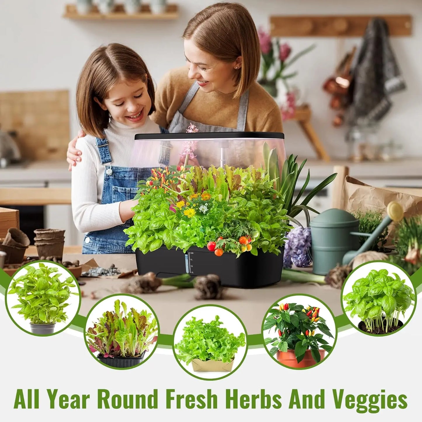 Indoor Garden Hydroponics Growing System 12 Pods LED Full Spectrum Plant Grow Light for Growing Vegetables Spices and Fruits