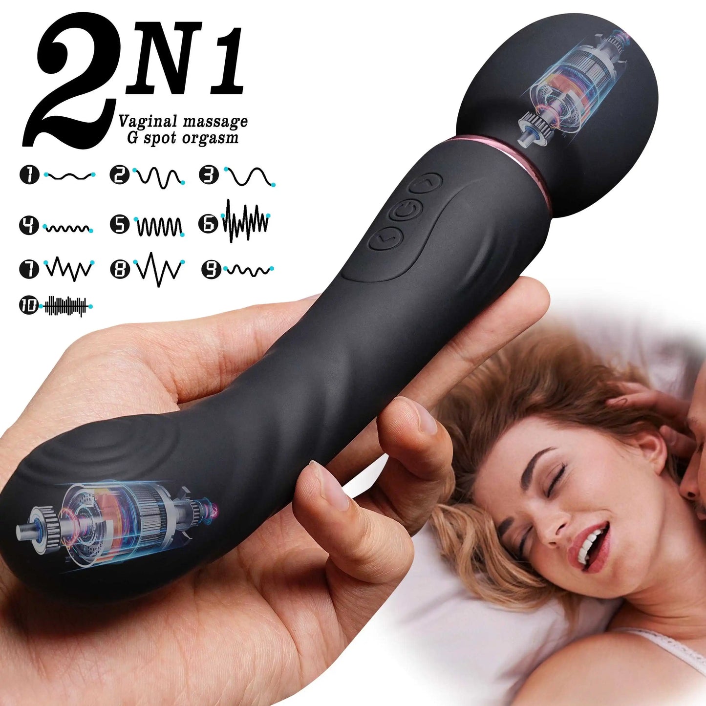 Double Ended Vibrator G Spot Wand Stimulator 10 Modes