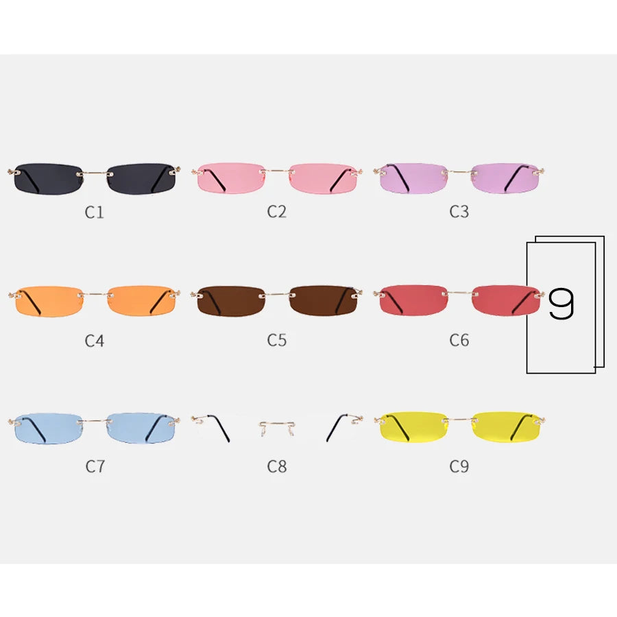Sorvino Small Orange Rimless Rectangle Sunglasses 2022 for Men and Women 90s Designer Tiny Narrow Frameless Tint Sun Glasses Shades SP40