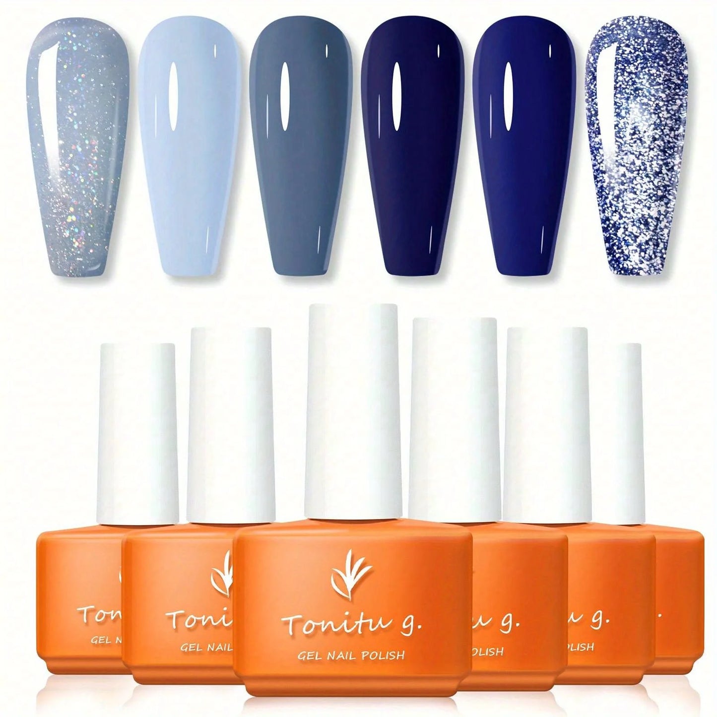 Gel Nail Polish Set 6 Colors White Gray Brown Pink Manicure