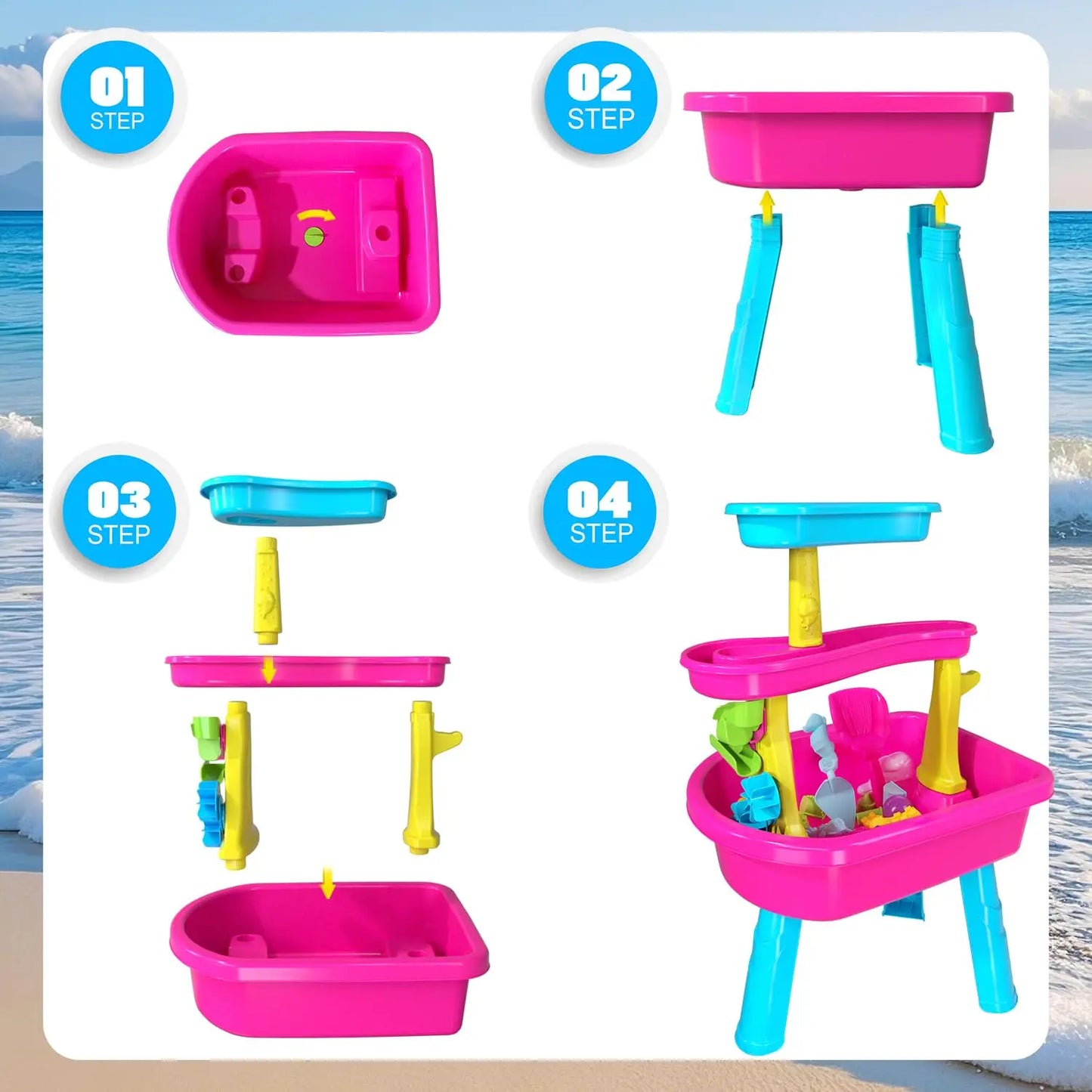 VATOS 3-Tier Water Table for Toddlers 37-Piece Summer Toys