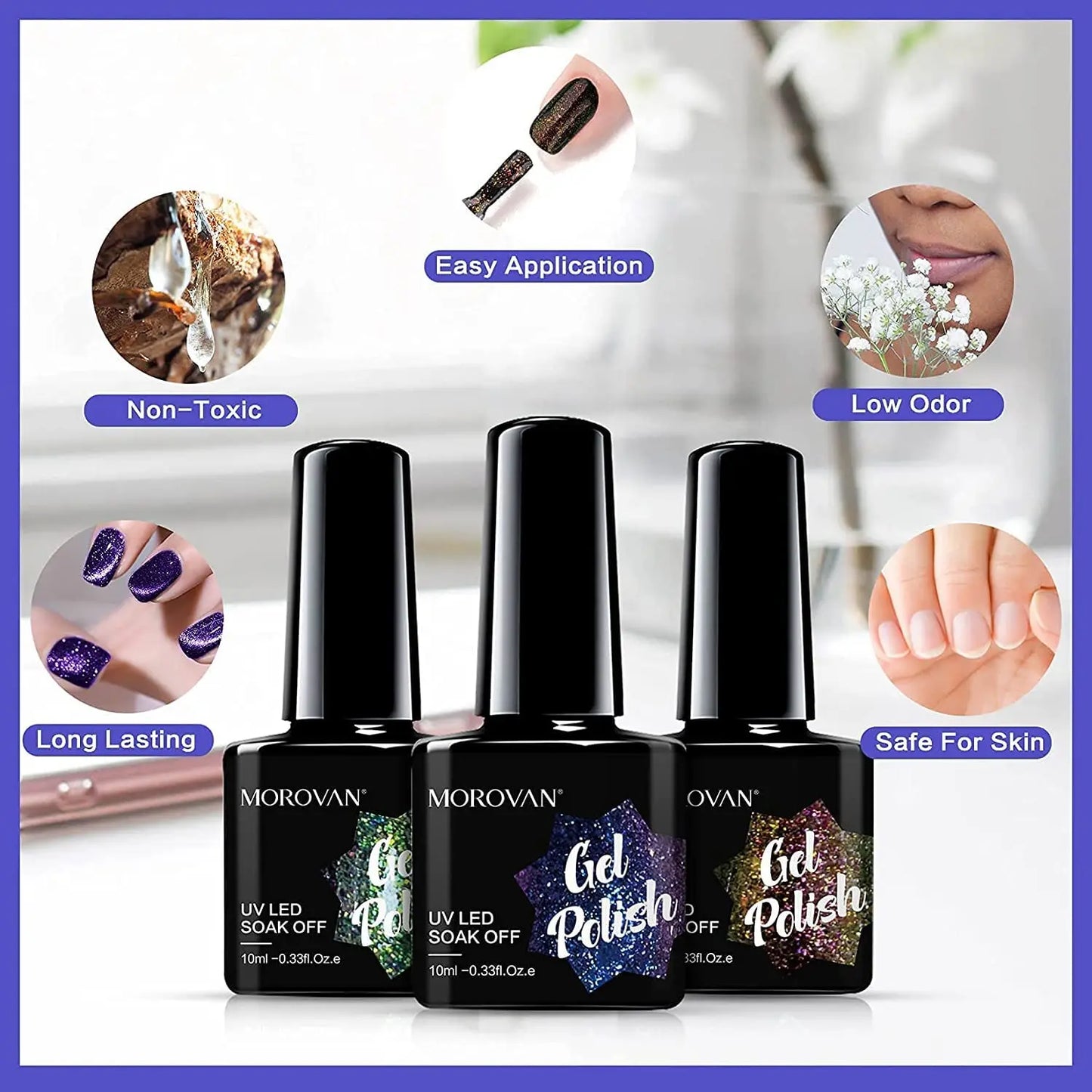 Morovan Chameleon Gel Nail Polish Set With Base Top