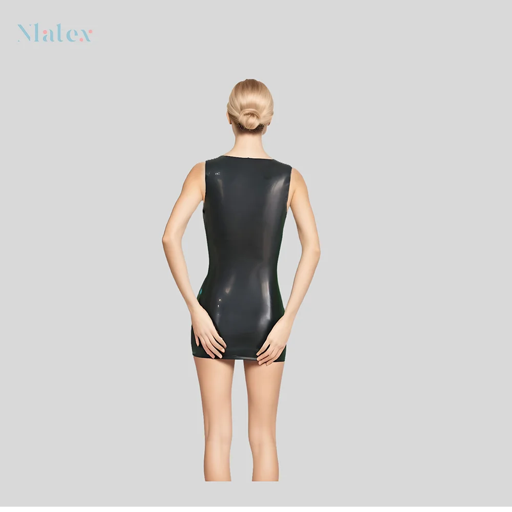 Women's Sleeveless Mini Dress - Natural, Sexy, and Sustainable Fashion in Pure Latex Party, Clubwear, or Cosplay Outfit