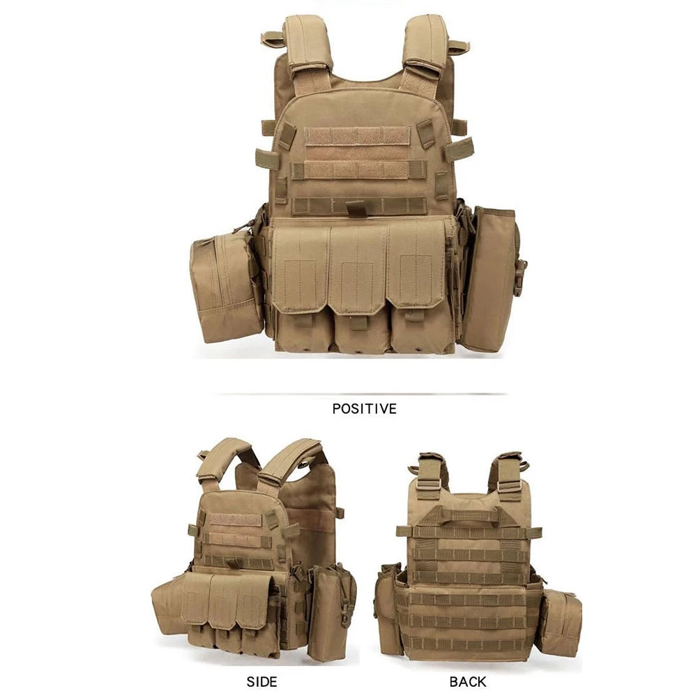 Nylon Tactical Vest Body Armor Hunting Carrier Airsoft Accessories CS Combat MOLLE Camo Military Army Vest for Outdoor Use
