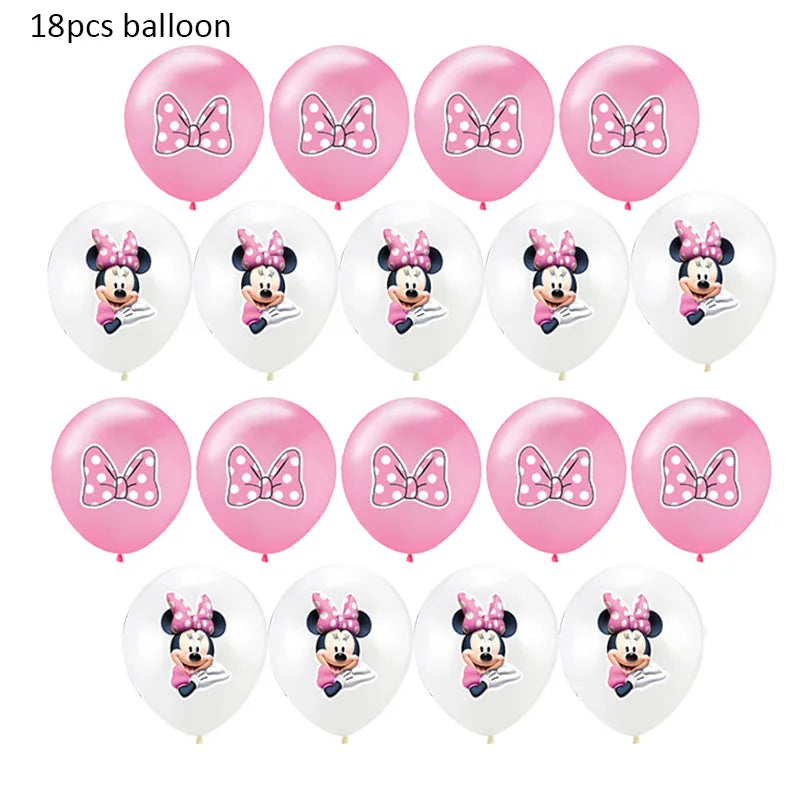 Minnie Mouse Birthday Party Decoration Girls Disposable Tableware Balloon Cups Plates Tablecloth Baby Shower Party Supplies