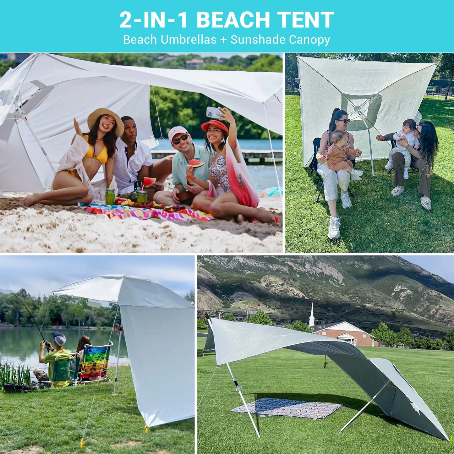 KingCamp Beach Umbrella Tent Camping Sun Shelter Outdoor Shade Canopy For Camping Trips Fishing Backyard