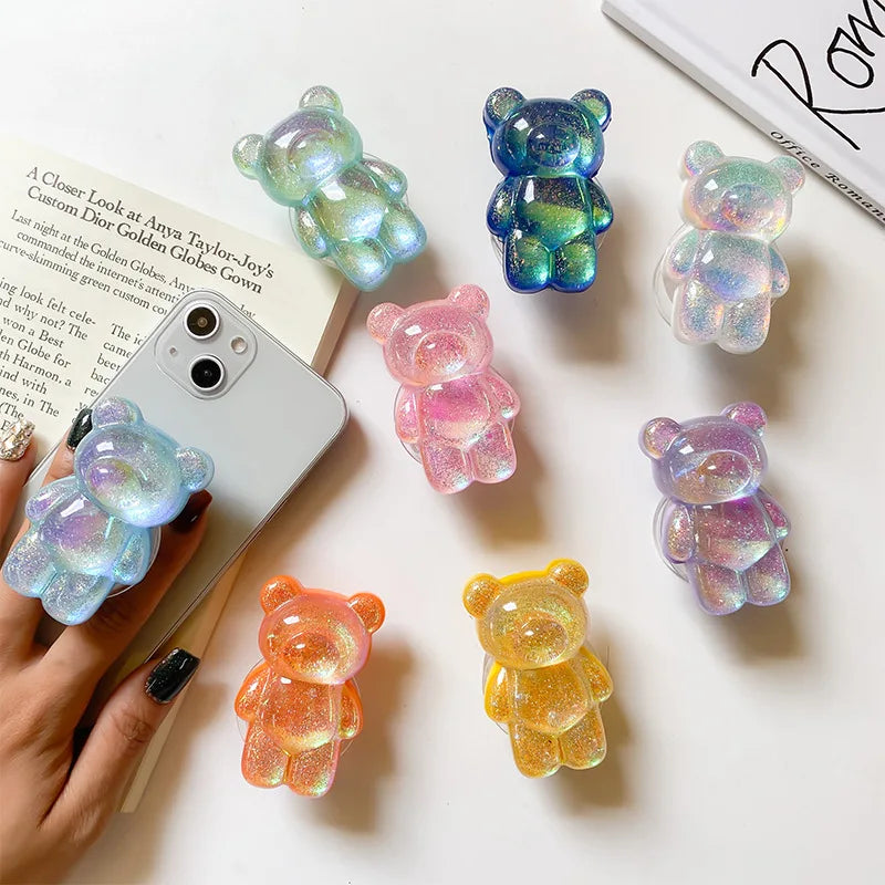 Korea Glitter Bear Cell Phone Holder Grip Tok Bracket