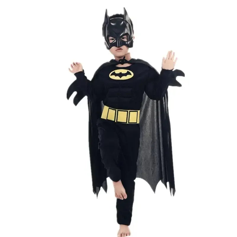Boys Muscle Costumes with Mask Cloak Movie Character Superhero Cosplay Halloween Party Role Play