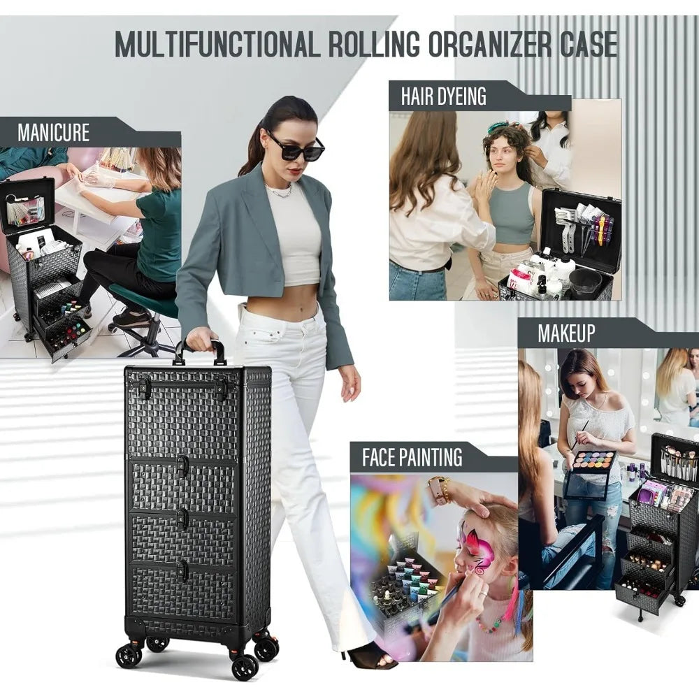 Salon Trolley with 3Drawers&Lockable Wheels for Beauty Salon,Nail Tech, Face Painting, Hairstylist, Makeup Artist, Salon Trolley